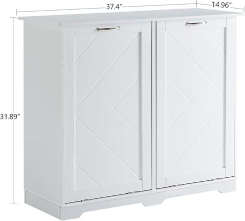 VECELO Double Tilt Out Kitchen Trash Bin Cabinet Dog Proof Garbage Can with Wood Holder Free Standing Recycling, White in Saudi Arabia