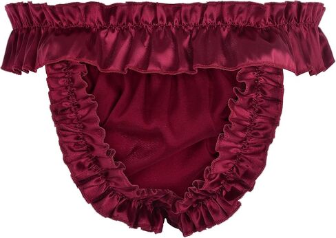 Satini Men's Satin Ruffle Bow Thong Sissy Knickers Briefs Jockstrap Panties in Kuwait