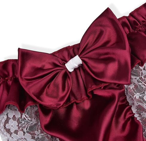 Satini Men's Satin Ruffle Bow Thong Sissy Knickers Briefs Jockstrap Panties in Kuwait