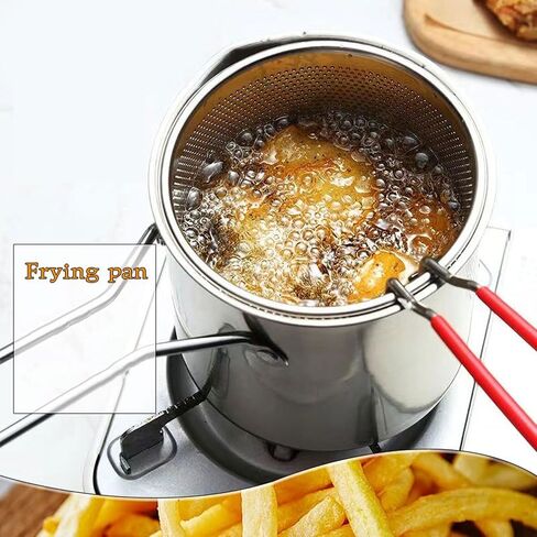 Handheld Frying Pot, 304 Stainless Steel Frying Pan Household Deep Fryer Pot Multifunctional Stock Fry Pot Deep Fried Pan for Kitchen French Fries Chicken in Saudi Arabia