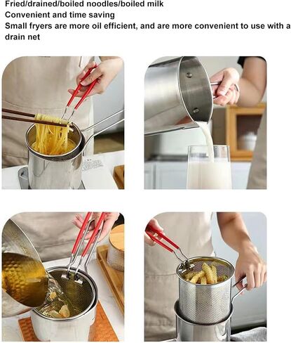 Handheld Frying Pot, 304 Stainless Steel Frying Pan Household Deep Fryer Pot Multifunctional Stock Fry Pot Deep Fried Pan for Kitchen French Fries Chicken in Saudi Arabia