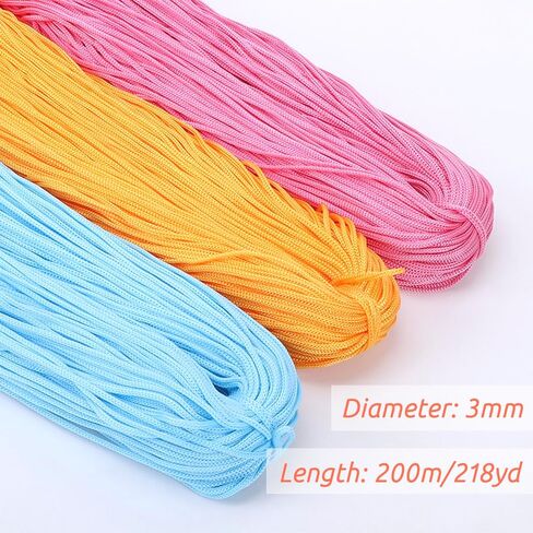 Polyester Macrame Cord 3mm x 218yards (656ft) Braided Polyester Cord Polyethylene Rope Macrame Yarn, Polyester Yarn for Crocheting, DIY, Craft Bag, Wall Hangings, Rug (Light Purple) in Saudi Arabia