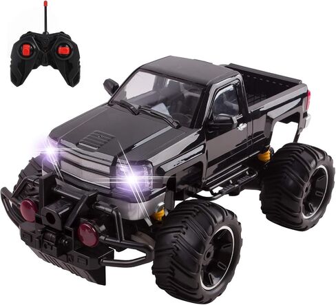 Big Wheel Beast RC Monster Truck أبواب التحكم عن بعد تفتح السيارة تضيء المصابيح الأمامية جاهزة للتشغيل، تتضمن بطارية قابلة لإعادة الشحن مقاس 1:14 لعبة الطرق الوعرة (أسود) in Saudi Arabia