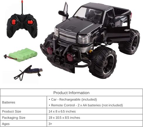 Big Wheel Beast RC Monster Truck أبواب التحكم عن بعد تفتح السيارة تضيء المصابيح الأمامية جاهزة للتشغيل، تتضمن بطارية قابلة لإعادة الشحن مقاس 1:14 لعبة الطرق الوعرة (أسود) in Saudi Arabia