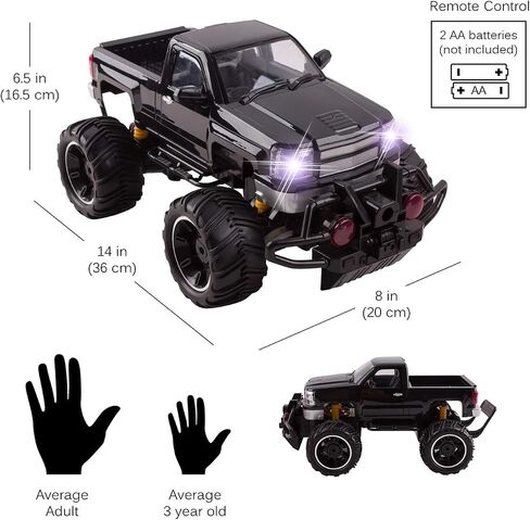 Big Wheel Beast RC Monster Truck أبواب التحكم عن بعد تفتح السيارة تضيء المصابيح الأمامية جاهزة للتشغيل، تتضمن بطارية قابلة لإعادة الشحن مقاس 1:14 لعبة الطرق الوعرة (أسود) in Saudi Arabia
