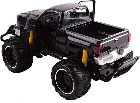 Big Wheel Beast RC Monster Truck أبواب التحكم عن بعد تفتح السيارة تضيء المصابيح الأمامية جاهزة للتشغيل، تتضمن بطارية قابلة لإعادة الشحن مقاس 1:14 لعبة الطرق الوعرة (أسود) in Saudi Arabia