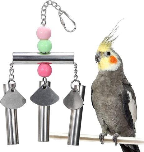 Litewoo Bird Stainless Steel Bell Toys, Safe and Stable Hanging Spoons Pipe Chew Bite Toy（A） in Saudi Arabia