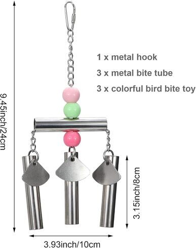 Litewoo Bird Stainless Steel Bell Toys, Safe and Stable Hanging Spoons Pipe Chew Bite Toy（A） in Saudi Arabia