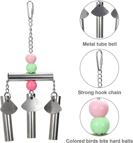 Litewoo Bird Stainless Steel Bell Toys, Safe and Stable Hanging Spoons Pipe Chew Bite Toy（A） in Saudi Arabia