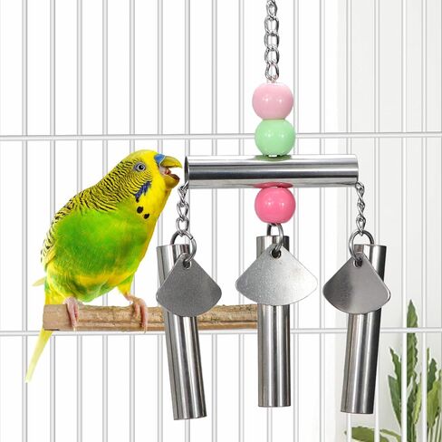 Litewoo Bird Stainless Steel Bell Toys, Safe and Stable Hanging Spoons Pipe Chew Bite Toy（A） in Saudi Arabia