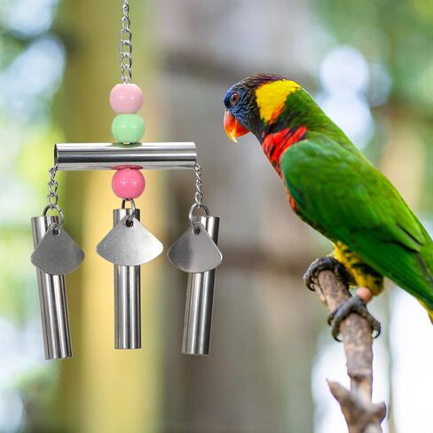 Litewoo Bird Stainless Steel Bell Toys, Safe and Stable Hanging Spoons Pipe Chew Bite Toy（A） in Saudi Arabia