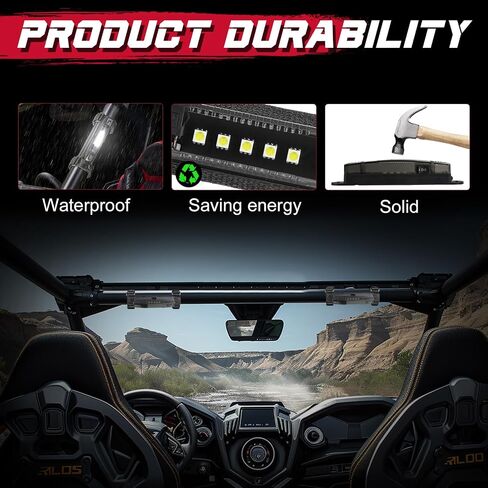 OFFROADTOWN UTV Dome Light Universal Roll Bar Mount LED Dome Light Battery Powered Car Interior Light Map Light Cab Light for UTV ATV Truck SXS Jeep Mule Polaris RZR Can-am Accessories - White in Saudi Arabia