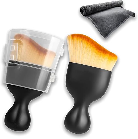 Automobile Detail Brush, Soft Bristle Cleaning Brush, Small Car Interior Detail Brush, Car Dashboard Detail Dusting Brush, Crevice Cleaning Brush. (2pcs+1 Towel) in Kuwait