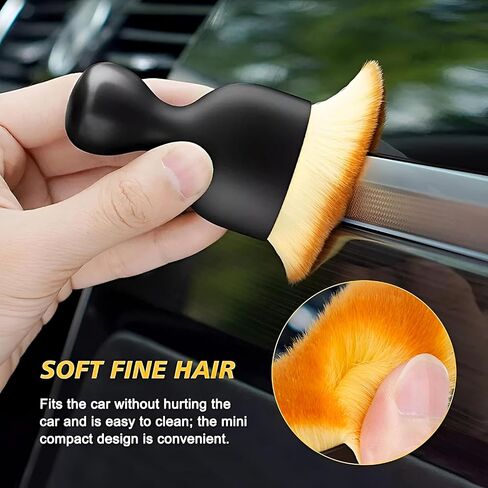 Automobile Detail Brush, Soft Bristle Cleaning Brush, Small Car Interior Detail Brush, Car Dashboard Detail Dusting Brush, Crevice Cleaning Brush. (2pcs+1 Towel) in Kuwait