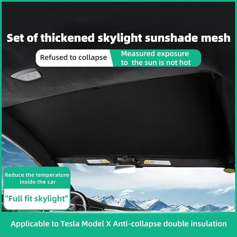 LUCKEASY Skylight Blind تظليل شبكة لـ Tesla Model X 2019-2023 زجاج سقف مظلة للسيارة كوة عمياء شبكة تظليل زوج مع بدلة قماش معتمة (MX-GA33LABCDIS) in Kuwait