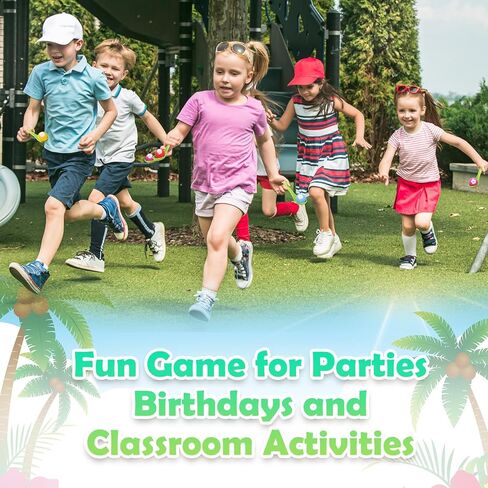12 Pack Hawaiian Game Spoon Relay Race Toy Set, Tropical Summer Luau Birthday Party Themed Ball and Spoon Race Game for Aloha Party Supplies Favors(Flower) in Kuwait