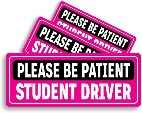 Removable Vinyl Student Driver Decals - Paint-Safe New Driver Stickers for Cars & Windows (10x4 inches - Pink) (3 Pack) in Saudi Arabia