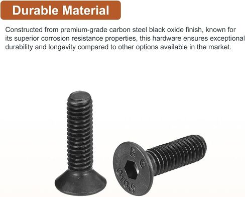 M4-0.7x12mm Flat Head Socket Cap Screws, 50 Pack Hex Socket Flat Head Screws Carbon Steel Black Oxide, Full Thread, Countersunk Bolts in Saudi Arabia