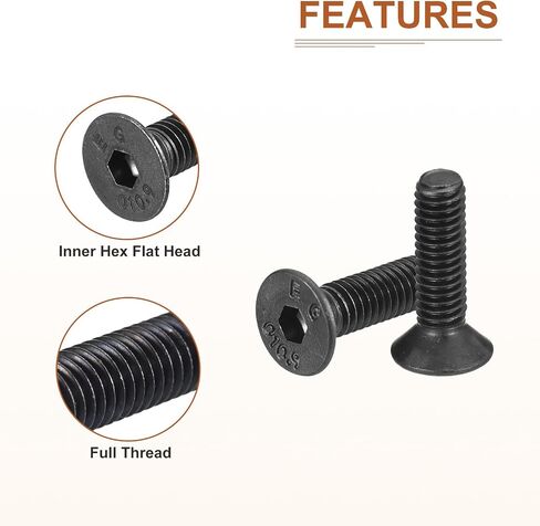 M4-0.7x12mm Flat Head Socket Cap Screws, 50 Pack Hex Socket Flat Head Screws Carbon Steel Black Oxide, Full Thread, Countersunk Bolts in Saudi Arabia