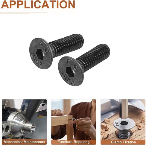 M4-0.7x12mm Flat Head Socket Cap Screws, 50 Pack Hex Socket Flat Head Screws Carbon Steel Black Oxide, Full Thread, Countersunk Bolts in Saudi Arabia