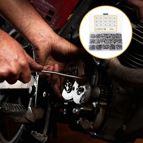 600 قطعة مجموعة متنوعة من البراغي والصواميل ذات الرأس السداسي برأس زر، 4 # 8 # 10 #، مجموعة صواميل ومسامير الماكينة، مع مفاتيح ألين in Kuwait