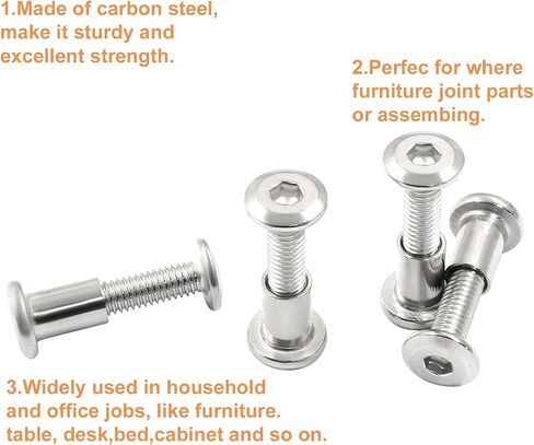 M6 x 10mm Screw Post Binding Screws, Stainless Steel Leather Screw Binding Bolts for Furniture Belt Leather Crafts, 12 Sets in Saudi Arabia