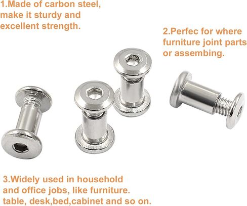 M6 x 10mm Screw Post Binding Screws, Stainless Steel Leather Screw Binding Bolts for Furniture Belt Leather Crafts, 12 Sets in Saudi Arabia