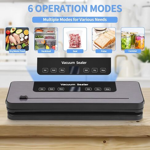 Vacuum Sealer Machine, Full Automatic Food Sealer (80Kpa), Food Saver Vacuum Sealer Machine with 10 Vacuum Textured Bags, Air Sealing System Dry, Moist Food Preservation Modes in Saudi Arabia
