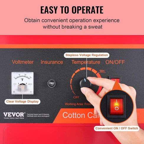 VEVOR Electric Cotton Candy Machine, 1000W Commercial Floss Maker w/Stainless Steel Bowl, Sugar Scoop and Drawer, Perfect for Home, Carnival, Kids Birthday, Family Party, Red in Saudi Arabia