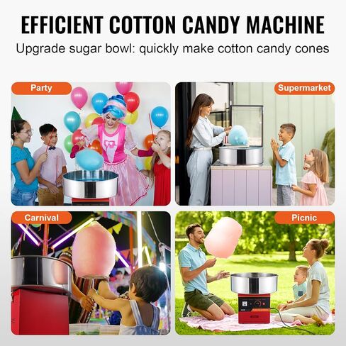 VEVOR Electric Cotton Candy Machine, 1000W Commercial Floss Maker w/Stainless Steel Bowl, Sugar Scoop and Drawer, Perfect for Home, Carnival, Kids Birthday, Family Party, Red in Saudi Arabia