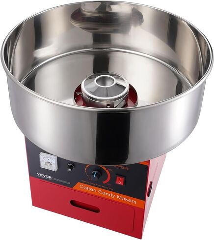 VEVOR Electric Cotton Candy Machine, 1000W Commercial Floss Maker w/Stainless Steel Bowl, Sugar Scoop and Drawer, Perfect for Home, Carnival, Kids Birthday, Family Party, Red in Saudi Arabia