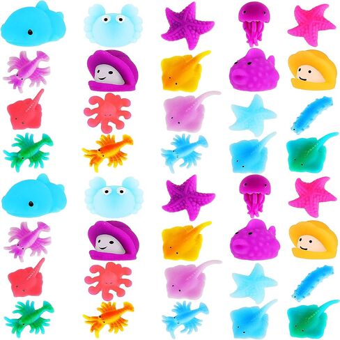 Hungdao 40 Pcs Summer Sea Animals Squeeze Toys for Kids Mini Kawaii Ocean Animal Stress Relief Toy for Boys Girls Goodie Bags Stuffers Birthday Party Favors in Saudi Arabia