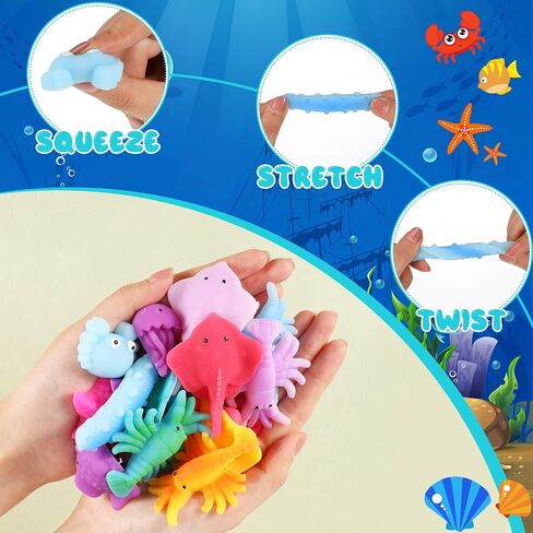 Hungdao 40 Pcs Summer Sea Animals Squeeze Toys for Kids Mini Kawaii Ocean Animal Stress Relief Toy for Boys Girls Goodie Bags Stuffers Birthday Party Favors in Saudi Arabia