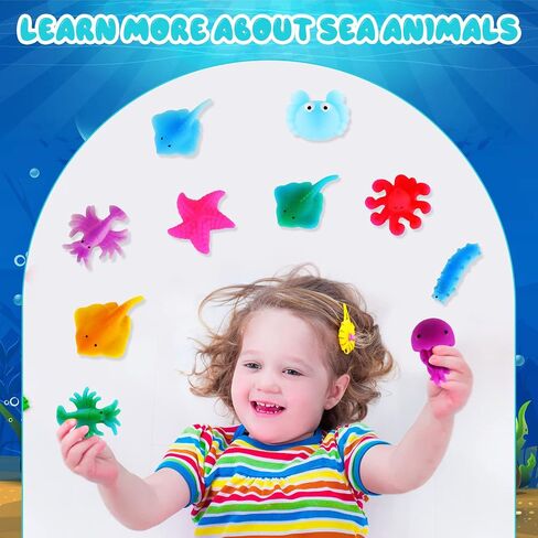 Hungdao 40 Pcs Summer Sea Animals Squeeze Toys for Kids Mini Kawaii Ocean Animal Stress Relief Toy for Boys Girls Goodie Bags Stuffers Birthday Party Favors in Saudi Arabia