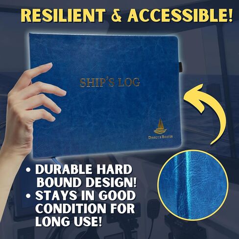 Direct 2 Boater's Ship's Log Book - Spiral Bound Book - Blue Book with Flexible Cover - 100 Pages - Ideal Boat Journal Sailing Notebook, Boater Logbook Gift, Yacht Captain Log Book, Nautical Sailboat [Misc.] in Saudi Arabia