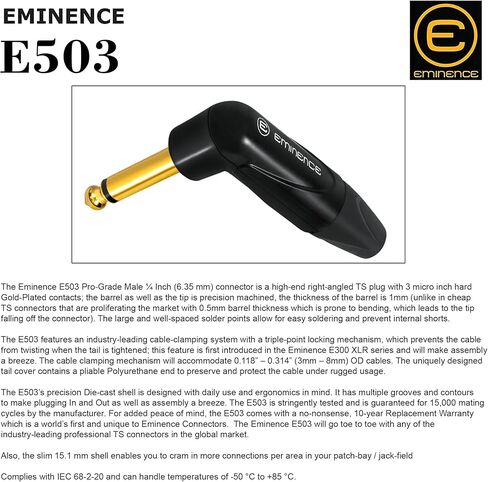 WORLDS BEST CABLES 18 Foot - Gotham GAC-1 Ultra Pro - Premium, Low-Capacitance Guitar Bass Instrument Cable - with Straight to Angled 1/4 Inch Eminence Gold Plated Connectors in Saudi Arabia