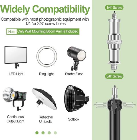 FUDESY Wall Mounting Triangle Boom Arm for Photography Ring Light Strobe Lighting Softbox Reflector Umbrella Monolight, Max Length 70.9 inches/180cm, Support 180 Degree Rotation in Saudi Arabia