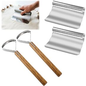 BLANRICO Hide Scraper Fleshing Tool 4PCS, Stainless Steel Pelt Scraper Fleshing Tools with Curved and Flat Blades for Taxidermy and Leather Making in Saudi Arabia