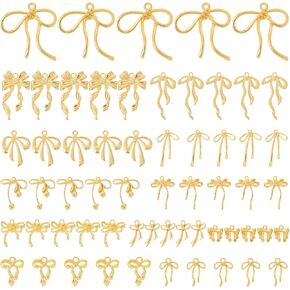 60 Pcs Mini Gold Bow Charms for Jewelry Making, Cute Alloy Bowknot Pendants Metal Bow Link Charms Earring Connectors for Bracelets Necklaces Earrings Keychains DIY Crafts in Saudi Arabia