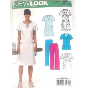 New Look Sewing Pattern 6817, Misses' Dress, Top, Pants, Scrub Dress Top Pants 3 Styles Size 8-18, Uncut (Factory Folded) in Saudi Arabia