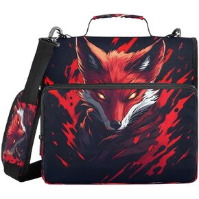 ALAZA Red Fox Black Zipper Binder 3 Ring Binder Organizer with Zipper and Shoulder Strap Large Capacity Multi-Pocket for Office Supplies Work in Saudi Arabia