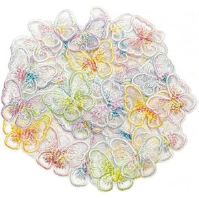 50pcs Embroidery Butterfly Lace Applique Patches Colorful Organza Butterfly Sew On Applique for Wedding Dress Clothing Sewing Embellishment DIY Craft Hair Accessories Decorations(Mix Colors) in Saudi Arabia