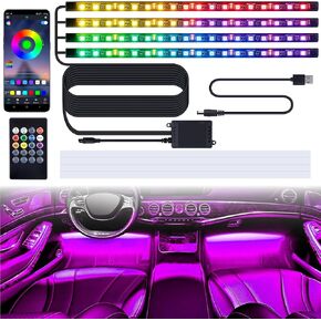 BFXM 72 أضواء LED للسيارة، أضواء شريط LED 5 فولت مع محول USB، التطبيق والتحكم عن بعد لمزامنة الموسيقى وتغيير اللون، أضواء السيارة الداخلية لديكور السيارة، ملحقات السيارة للنساء والرجال in Kuwait