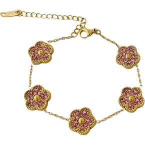 14K Gold Filled Clover Lucky Bracelet For Women - Cubic Zirconia Clover Bracelet Five Leaf Flower Flowers, Four Leaf Clover Bracelet, 4 Leaf Clover Bracelet in Kuwait