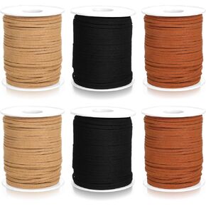 6 Rolls Flat Leather String Cord, Suede Ribbon for Jewelry Making, Leather String Cord for Crafting, Necklace, Bracelets, Braiding, Wraps, Boot Laces, Baseball Glove Repair (3 Color) in Saudi Arabia