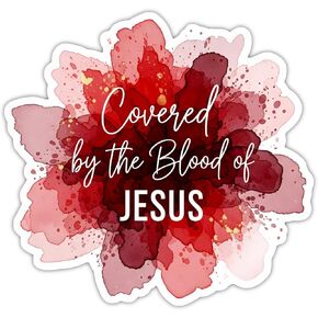 Covered by The Blood of Jesus Sticker Vinyl 5 inches, Christian Christ Religion, Bumper Sticker Decal, Jesus car Window Decal, Waterproof Vinyl Decals for Car, Laptops, Windows etc in Saudi Arabia