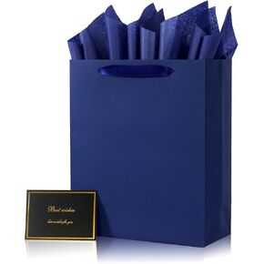 Elegant Red Gift Bag 10.2"x4.7"x12.2" with Ribbon Handles, Includes Card and Tissue Papers, Perfect for Birthdays, Weddings, Parties, Holidays, Baby Shower in Saudi Arabia