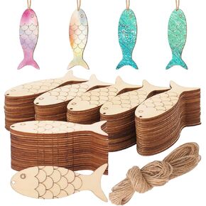 200 Pieces Wooden Fish Cutouts, 3.9 x 1.6 Inch Unfinished Wooden Fish Hanging Ornaments, Perfect for DIY Crafts and Party Decoration in Kuwait