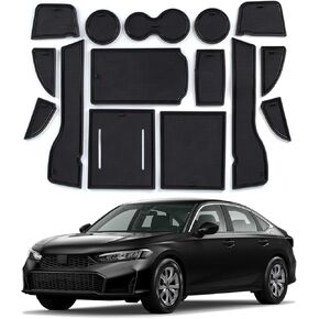 Center Console Liner for Honda Civic Sedan 2022 2023 2024 2025 2026 Door Slot Mats Cup Holder Pad for 11th Gen Civic Non-Slip Trim Interior Accessories(15pcs, Black) in Kuwait