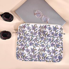 Quilted Laptop Sleeve Case 13–15.6 Inch | Handmade Block Printed Cotton Cover with Zipper | Padded Case for MacBook Air M4 2025 M3 M2 M1 & MacBook Pro M5 M4 Pro/Max (Sage Green) in Saudi Arabia